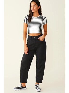 Good Wear Club High Rise Barrel Jeans Black Size Medium New With Tags